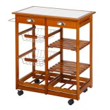HOMCOM, Carucior bucatarie, dulap cu roti, dulap cu sertare, mobilier pentru bucatarie, maro | Aosom ro