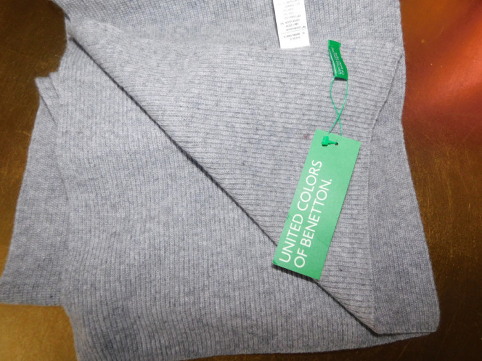 BENETTON , Fular nou , lina , mohair , unisex , etichete atasate