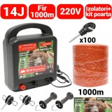 Kit pachet gard electric 14 Joule 220V fir 1000m 100 izolatori (BT115-1000-01)