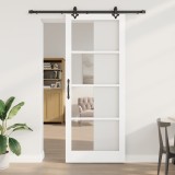 Ușă glisantă vidaXL cu set de accesorii &#039;ORKDAL&#039;Alb Lemn Solid &amp; Sticlă, Ușă interioară vidaXL cu sticlă &#039;ORKDAL&#039;Alb 93x232x4 cm