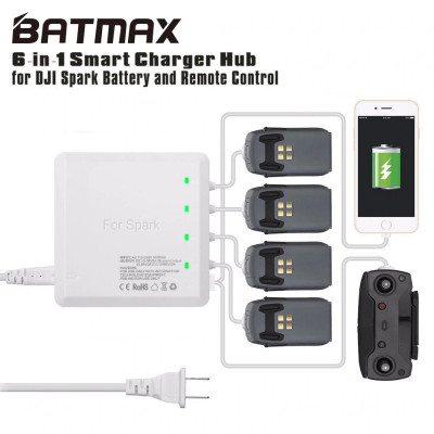 Incarcator BATMAX 6in1 acumulatori drona DJI Spark - incarca 4 baterii + 2 USB foto