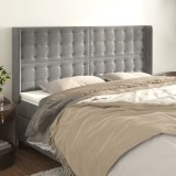 VidaXL Tăblie de pat cu aripioare gri deschis 163x16x118/128cm catifea 3120068