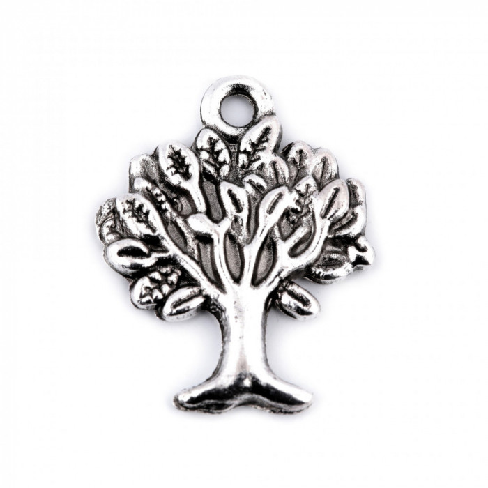 Pandantiv decorativ arbore, 17 x 21 mm, Argintiu