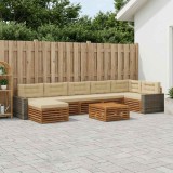 vidaXL Set de canapele de exterior cu pernă 8 pcs Natural și Bej 3383671