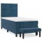Pat box spring cu saltea, albastru inchis, 80x200 cm, catifea