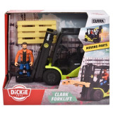 Stivuitor Dickie Toys Clark S25 Forklift cu figurina si accesorii