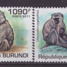 127-BURUNDI -FAUNA-Maimute-Serie de 4 timbre nestampilate MNH