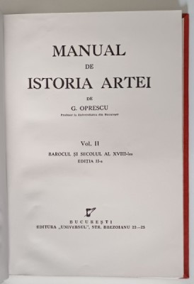 MANUAL DE ISTORIA ARTEI de G. OPRESCU , VOLUMUL II , 1946 foto