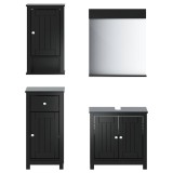 Set mobilier baie, 4 piese, &bdquo;BERG&rdquo; , negru, lemn masiv de pin