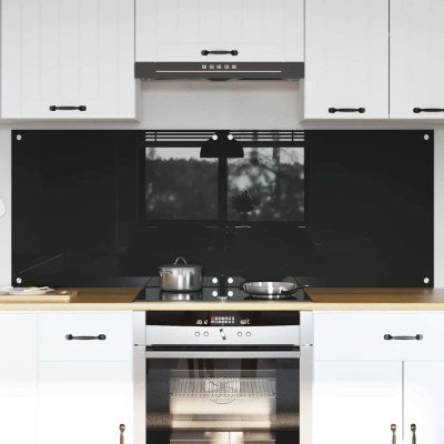 vidaXL Spate de bucătărie Negru 80 x 60 cm sticlă securizată 3415547 foto