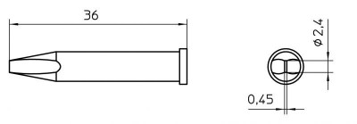 XT BSL MEISSELSPITZE 2,4X0,45MM VERP. T0054474199 WELLER foto