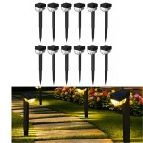Cumpara ieftin Set 12 Mini Lampi Solare BZRSH pentru Gradina , LED Alb Cald 3000K, 30.5 cm, Senzor Lumina Automat, IP65, Model Semicerc