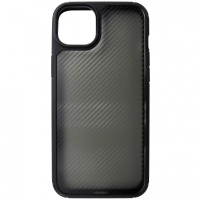 Husa spate plastic Carbon gri transparent si TPU negru pentru Apple iPhone 14 Plus, 15 Plus foto