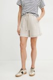MAX&amp;Co. pantaloni scurti din bumbac femei, culoarea bej, uni, high waist, 2516781013200