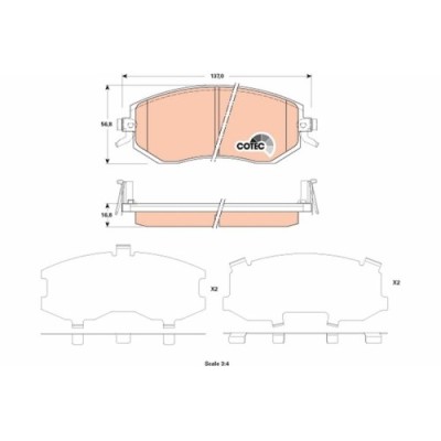 Set placute frana fata TRW, Subaru BRZ, 2012-, Forester, 2007-, Impreza, 2007-, Legacy V Combi (Br), 2008-2014, Outback (Br), 2009-, XV, 2011-; Toyot foto