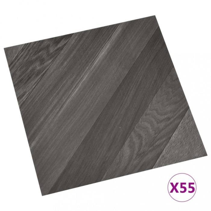 Placi pardoseala autoadezive 55 buc. gri PVC dungi 5,11 m&sup2;