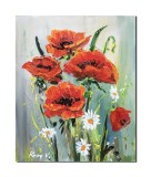 Cumpara ieftin Tablou cu maci si margarete pictat manual, 50x40cm acril pe panza 3D, Kenny Varniote