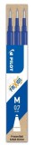 Set 3 rezerve roller Frixion Ball Pilot 0.7 mm varf mediu, albastru