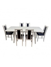 Set masa extensibila pentru bucatarie si living DM8 Seul, MDF Furniruit, structura lemn masiv, 200-160x90x75 cm si 6 scaune DM14 Boston, tapiterie sto foto