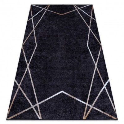 MIRO 51233.811 covor lavabil Geometric anti-alunecare - negru, 140x190 cm foto