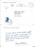 A3406N Fran&ccedil;ois Mitterand către Maria Barzan din Cluj-Napoca, 1982, mesaj și semnătură olografe facsimilate plic cu antet Pr&eacute;sident de la R&eacute;publique