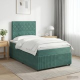 Cumpara ieftin Pat boxspring cu saltea Verde inchis 120 x 200 cm Catifea