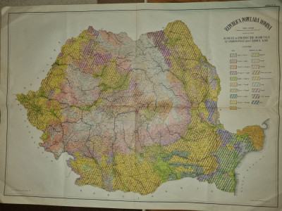 harta republicii populare romane - zonele de productie agricola - din anul 1960 foto