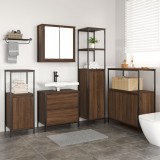 Set de baie vidaXL 5 piese, din lemn de stejar maro