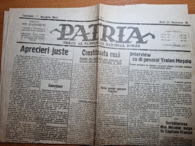 ziarul patria 29 ianuarie 1921-sarbatorirea lui nicolae iorgamaramures,turda foto