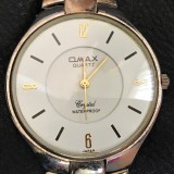 CEAS ARGINTIU ORIGINAL SLIM BARBATI BRAND OMAX Made in Japan QUARTZ GEAM CRISTAL