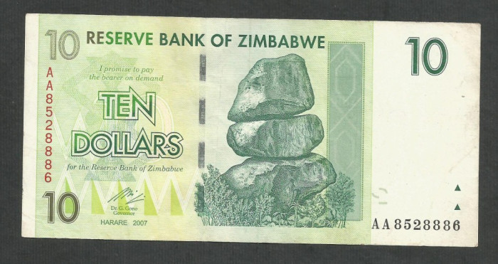 ZIMBABWE 10 DOLARI DOLLARS 2007 [6] P-67 , VF++