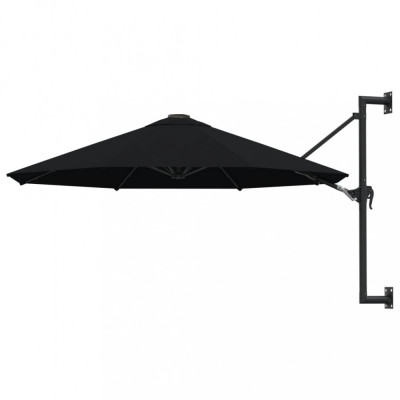 Umbrela de soare de perete cu stalp metalic, negru, 300 cm GartenMobel Dekor foto