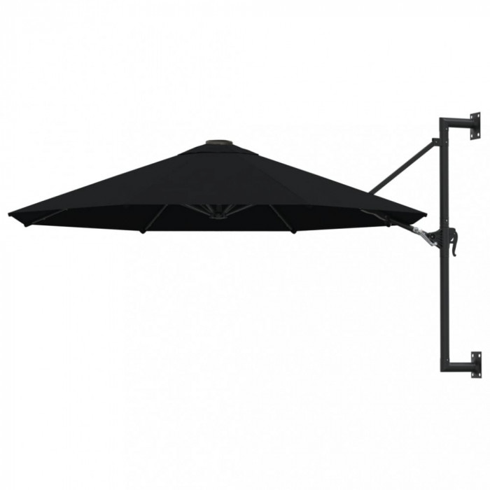 Umbrela de soare de perete cu stalp metalic, negru, 300 cm GartenMobel Dekor