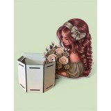 Cumpara ieftin Cutie Florală cu Fetiță și Trandafiri Verde Sage &ndash; Suport pentru Aranjamente Florale