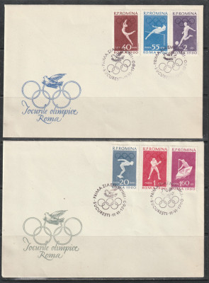 Romania 1960 - #494 Jocurile Olimpice Roma FDC 2v MNH foto