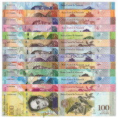 VENEZUELA ? SET COMPLET - 2 - 100 000 - BOLIVARES - 13 BANCNOTE - NECIRCULATE foto