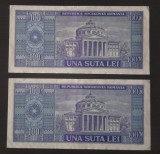 Lot 2 bancnote serie consecutiva - Romania - 100 Lei 1966