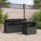 Set de sofa de gradina Gossi cu 5 piese si perna negru poli ratan, sofa de gradina Gossi pentru 2 persoane cu spatiu de depozitare si perna negru poli
