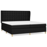 Cumpara ieftin Pat box spring cu saltea, negru, 200x200 cm, textil