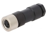 Conector M8 Mamă 3 PIN Drept pe Cablu 4A IP67 60V
