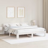 VidaXL Cadru de pat cu tablie alb 200x200 cm lemn masiv de pin