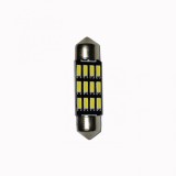Set 2 Becuri LED 36mm, 12 SMD 4014, 12V, Alb Rece, CANBUS, Auto