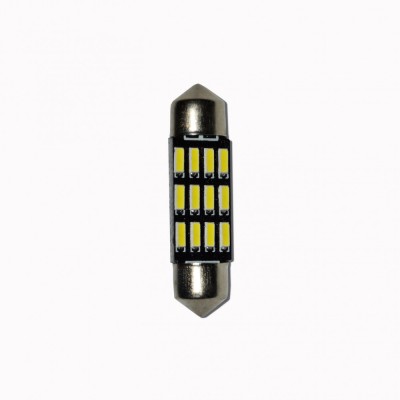 Set 2 x Bec LED 36mm, 12LED SMD, 12V, ALB, 4014 foto