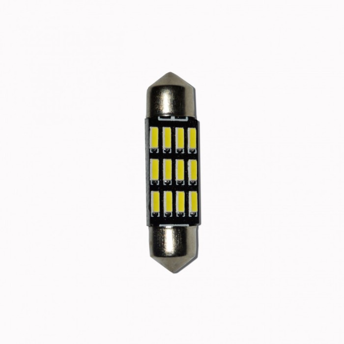Set 2 x Bec LED 36mm, 12LED SMD, 12V, ALB, 4014