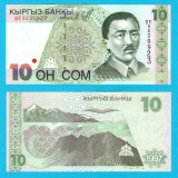 Kargazstan (Kyrgyzstan) (p#14) 10 Som 1997 UNC 'Qasım Tınıstanov'; (ROG CITITI DETALIILE!)