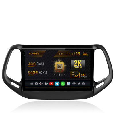 Navigatie Jeep Compass (2016+), Android 13, V-Octacore 4GB RAM + 64GB ROM, 10.36 Inch - AD-BGV10004+AD-BGRKIT287 foto