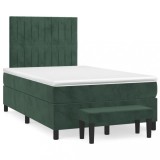 Cumpara ieftin Gossi pat box spring cu saltea, verde inchis, 120x190 cm, catifea