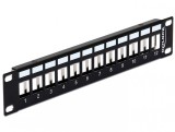 Patch Panel metalic 10&quot; pentru keystone 12 porturi negru, Delock 43326