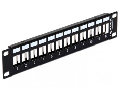 Patch Panel metalic 10" pentru keystone 12 porturi negru, Delock 43326