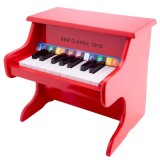 Pian pentru copii New Classic Toys Rosu, 18 clape, instrument muzical din lemn, +3 ani